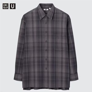 Uniqlo U Heavy Flannel Button Down Shirt Mens XL Oversized Checked Plaid